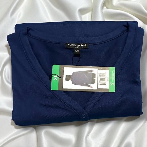 241 Mario Serrani Italy | NWT Navy V-Neck Henley Long Sleeve Top (Size XL) -soft - Picture 14 of 14